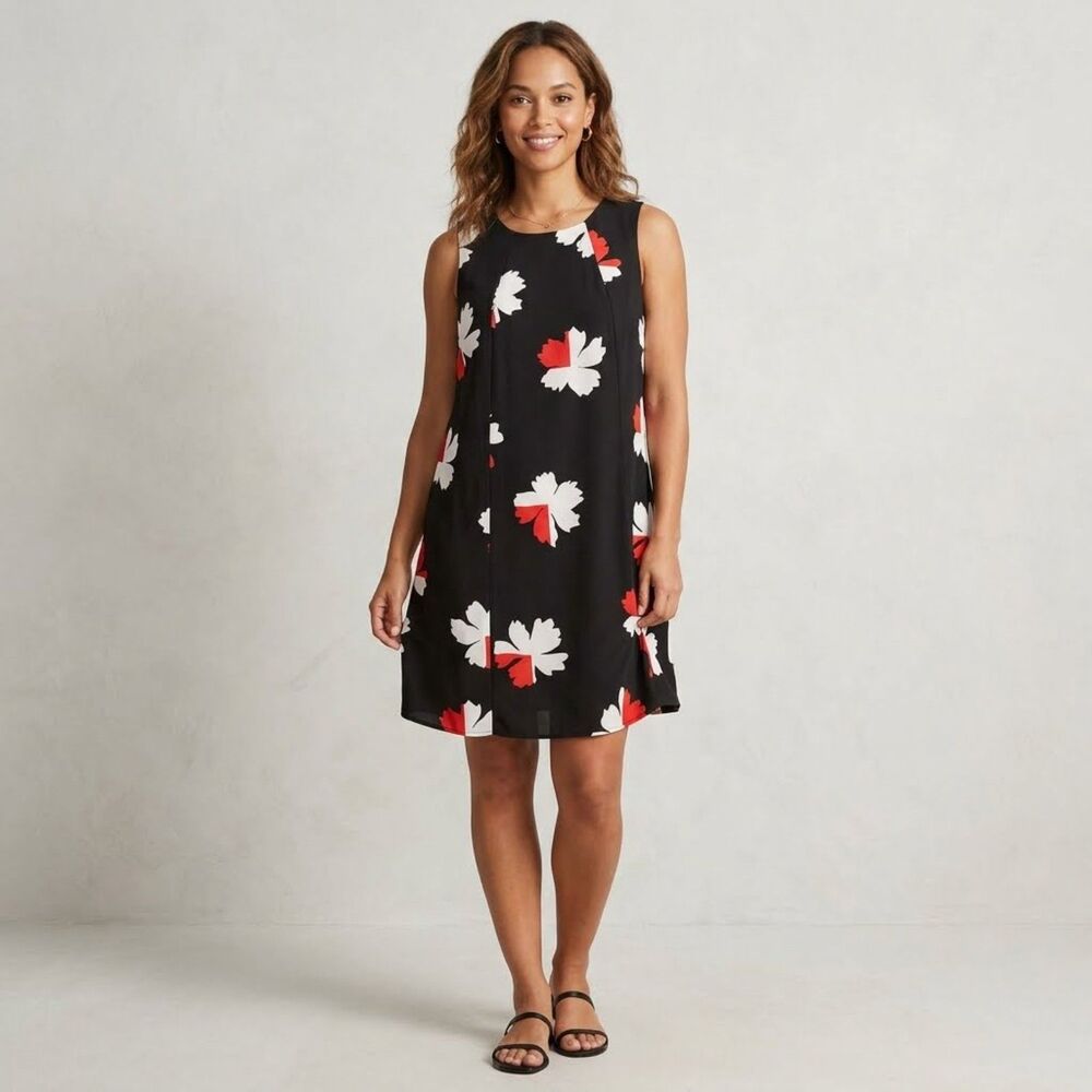 Tommy Hilfiger Black Floral Shift Dress- Red/White 12